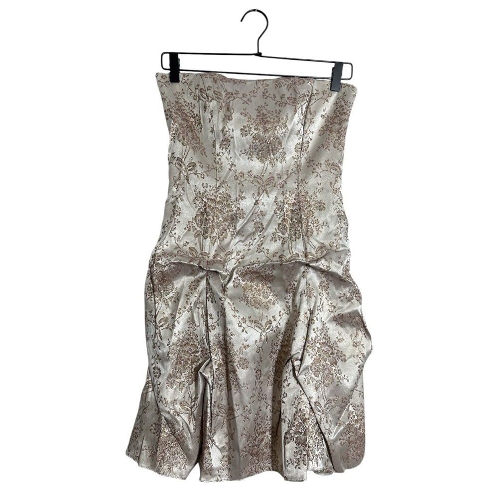 Zum Zum by Niki Livas Strapless Brocade Party Dress Champagne Y2K Size 1 Juniors